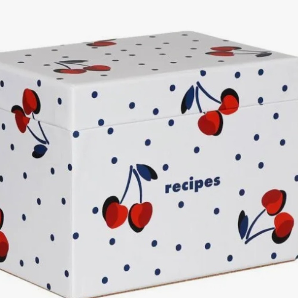 kate spade Cherry Recipe Box - White and Red Sealed in Box NWT